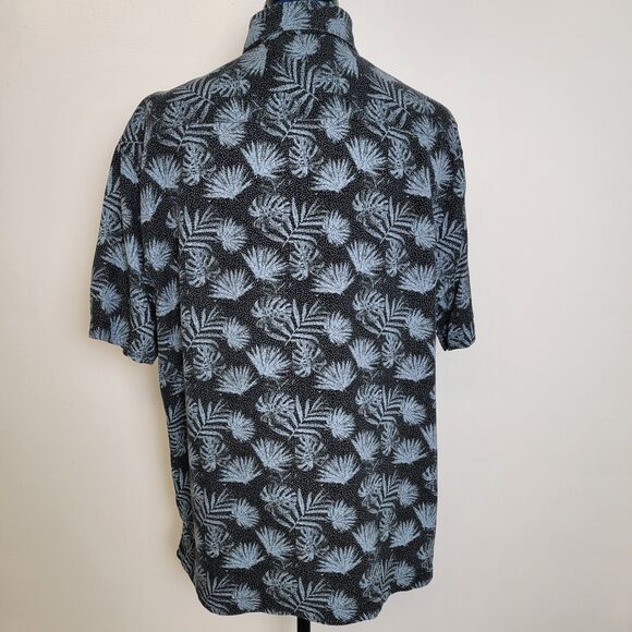 Nat Nast Shirt Mens Large Blue Palm Leaf Pattern Silk Cotton Button Up Resort - Picture 4 of 14